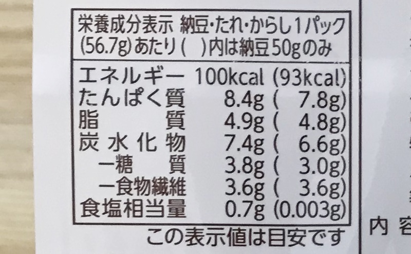 【タカノフーズ 】おかめ納豆の栄養成分