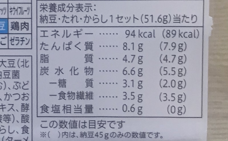 セブンイレブン | 北海道産小粒 納豆 3個入の栄養成分表示